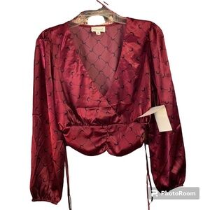 NWT Meraki Size medium puff sleeve crop top